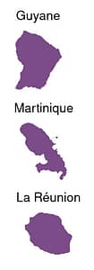 Martinique, Guyane, Réunion
